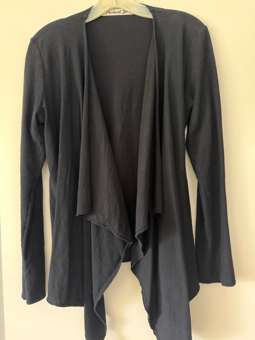 Michael Stars Black Draped Open-Front Cardigan